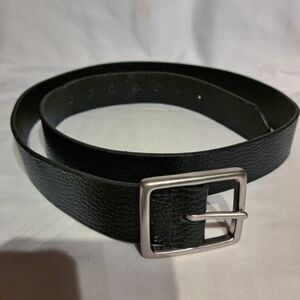Banana Republic Black Leather Belt with Silver Buckle